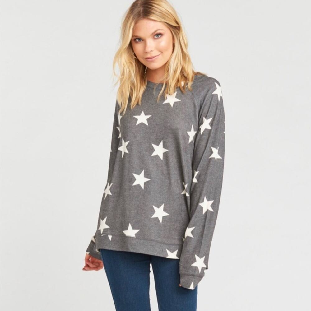 Show Me Your Mumu Grey Stars Snuggle Sweatshirt M